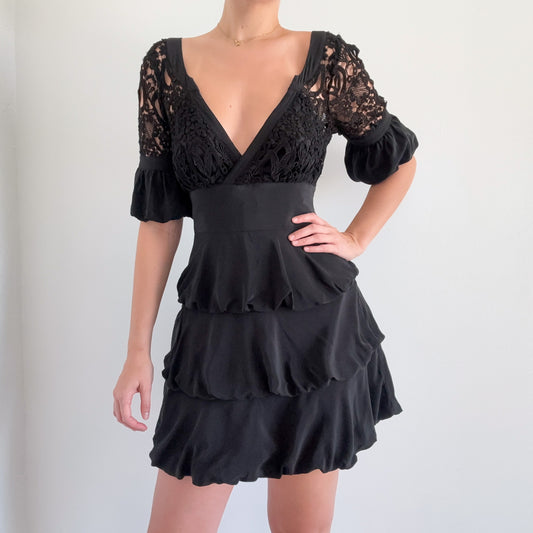 Y2K Bebe Silk & Lace Dress / SZ M