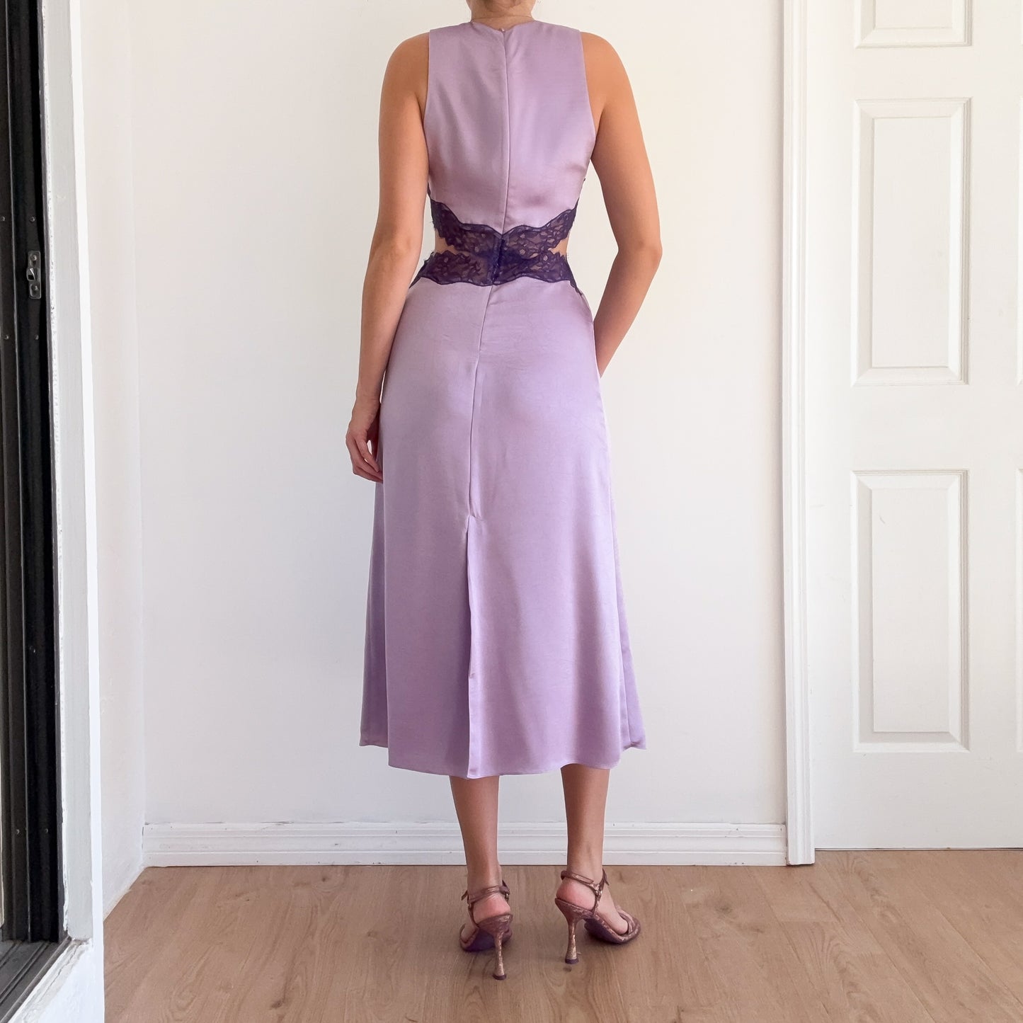 Sandro Lilac & Purple Lace Midi Dress / SZ M