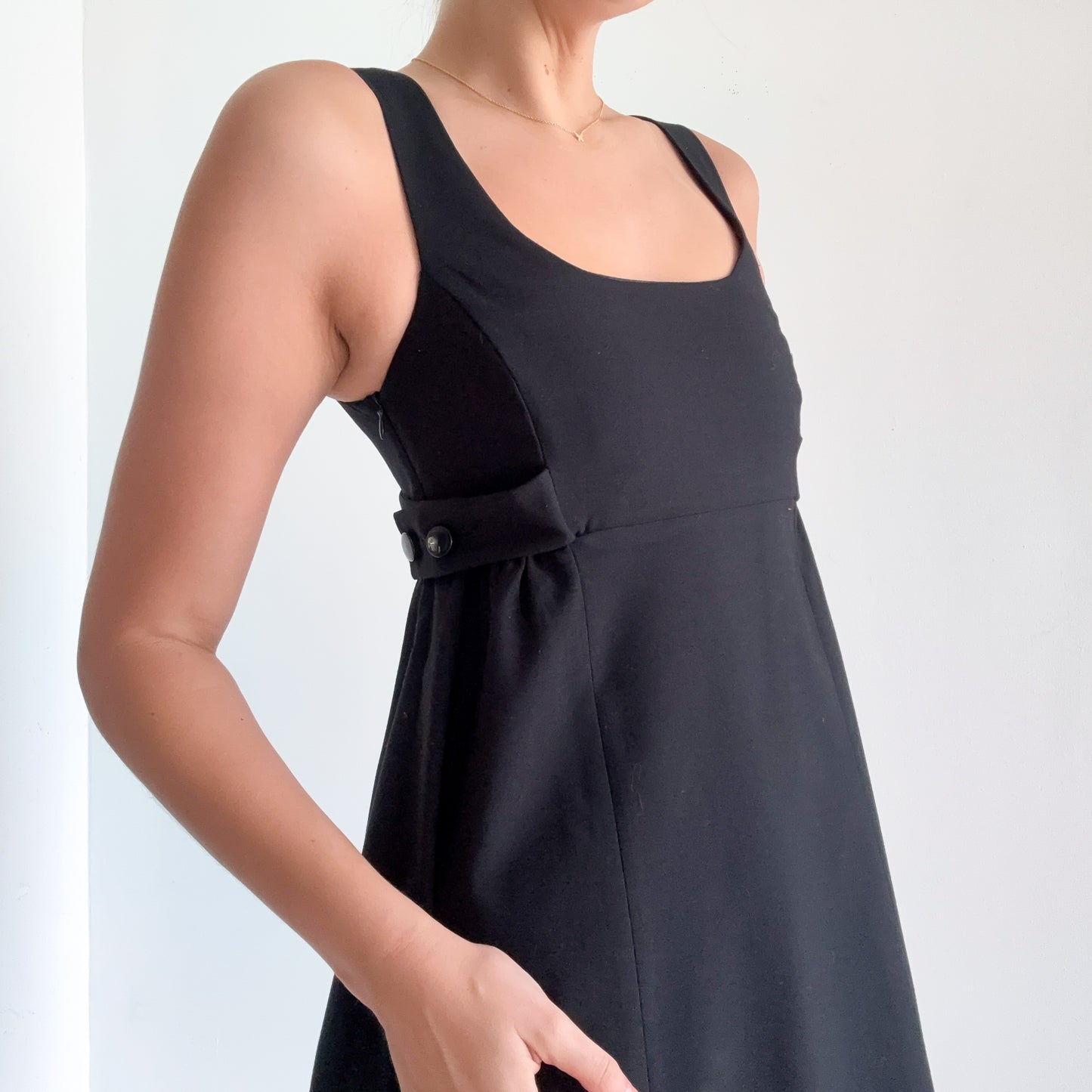 2010's Black Button A-Line Dress / SZ S