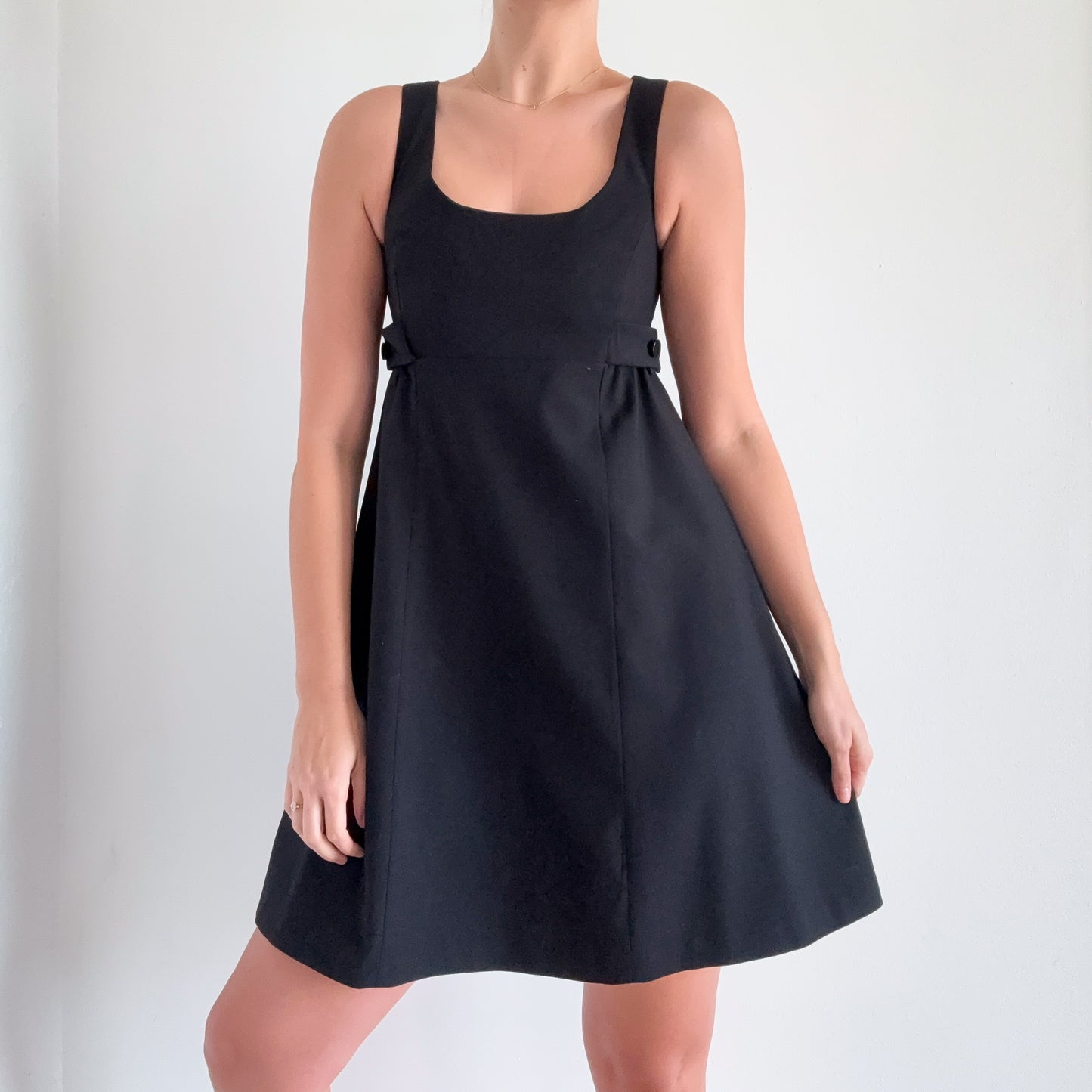 2010's Black Button A-Line Dress / SZ S
