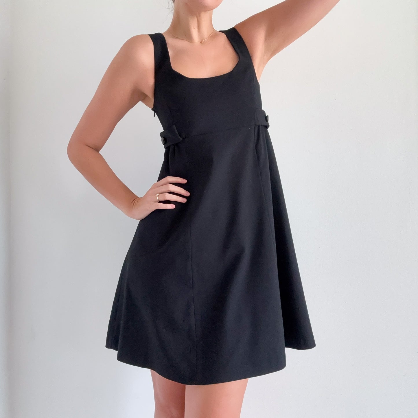2010's Black Button A-Line Dress / SZ S