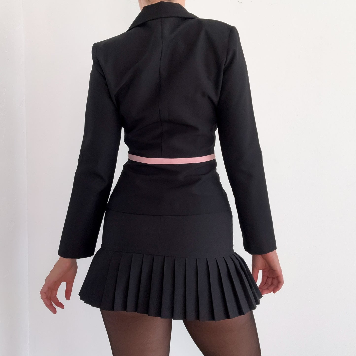 Y2K Black & Pink Bow Skirt Suit Set / SZ 2/4