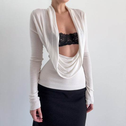 Y2K BCBGMaxAzria Ivory Knit Top / SZ S