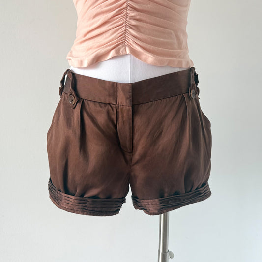 Y2K MaxAzria Collection Brown Silk Shorts / SZ 4/6