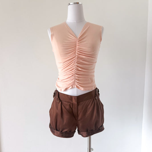 Y2K MaxAzria Collection Brown Silk Shorts / SZ 4/6