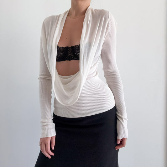 Y2K BCBGMaxAzria Ivory Knit Top / SZ S