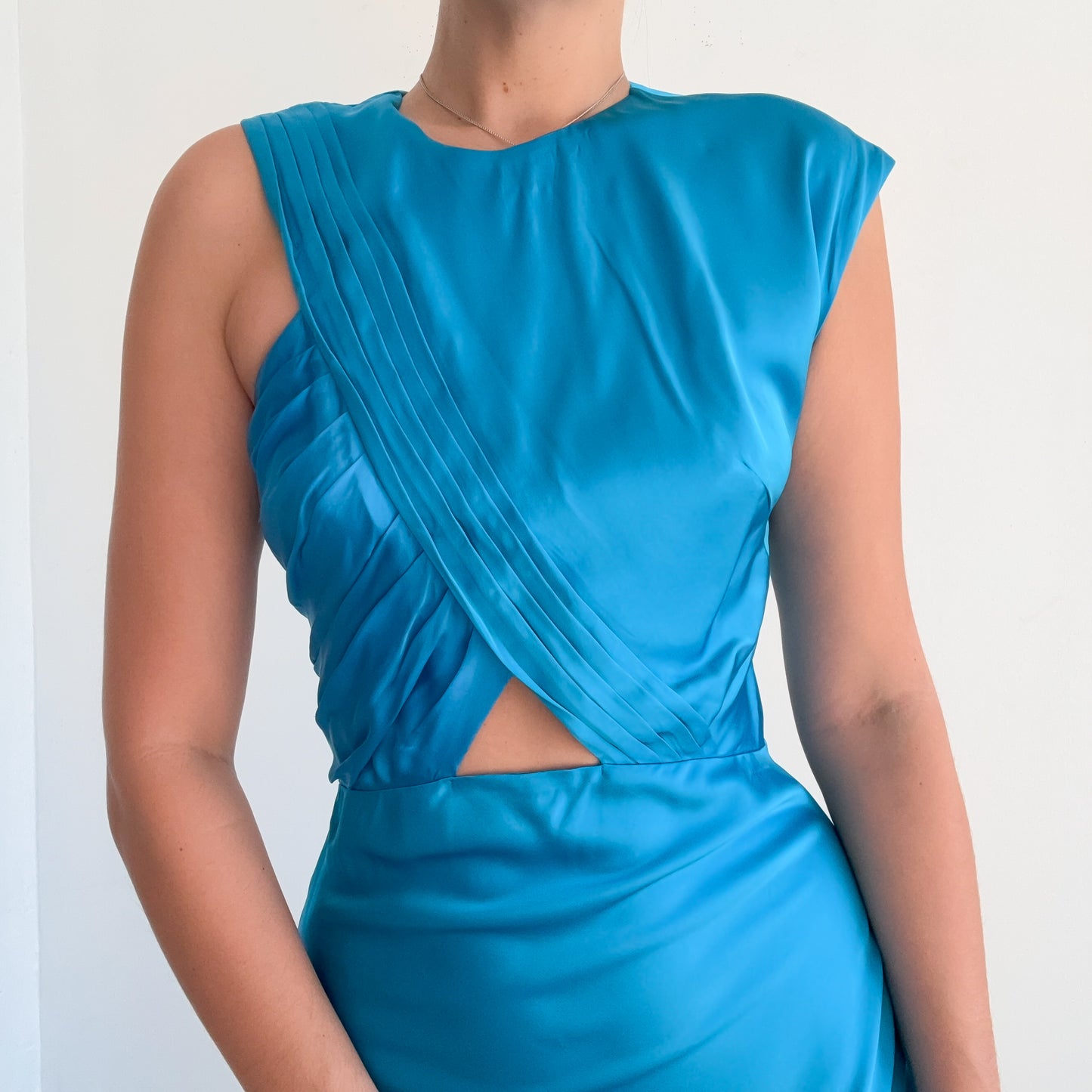 Sandro Cyan Pleated Maxi Dress / SZ S