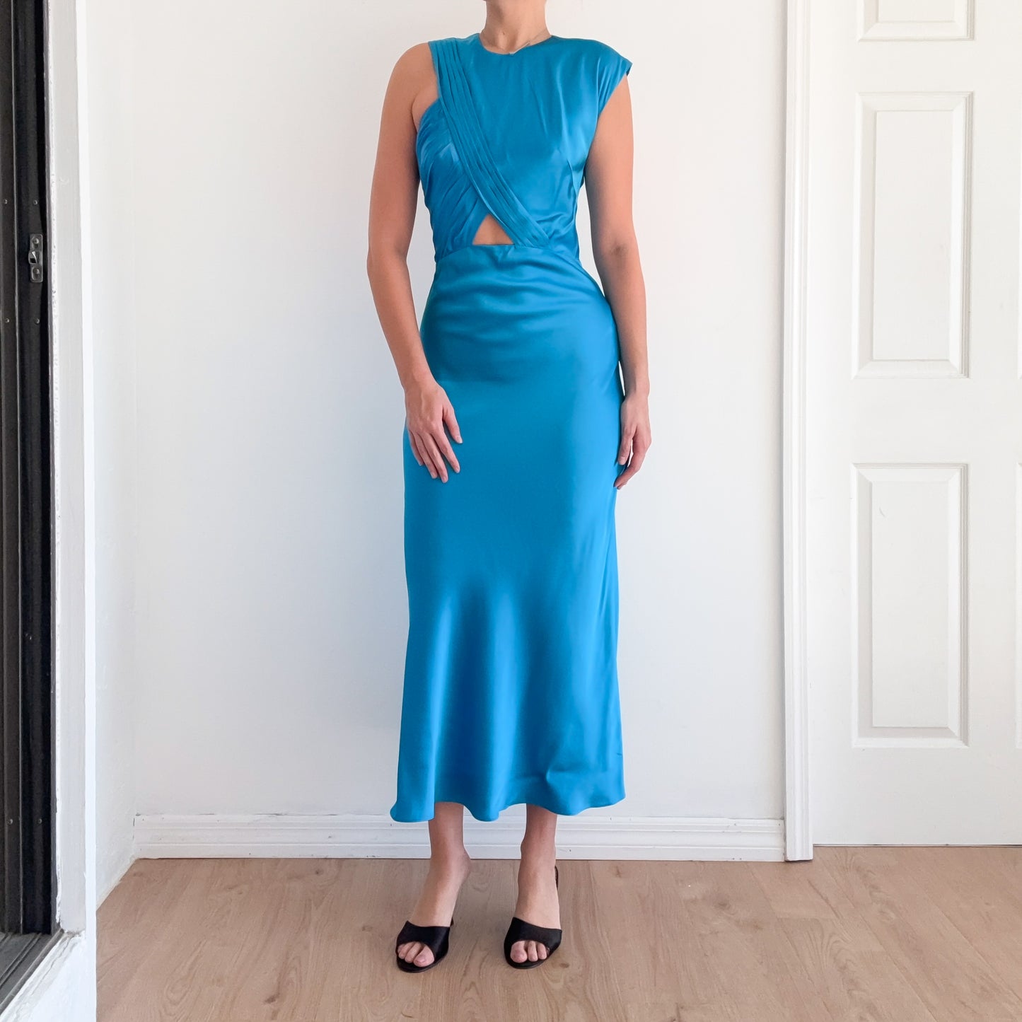 Sandro Cyan Pleated Maxi Dress / SZ S