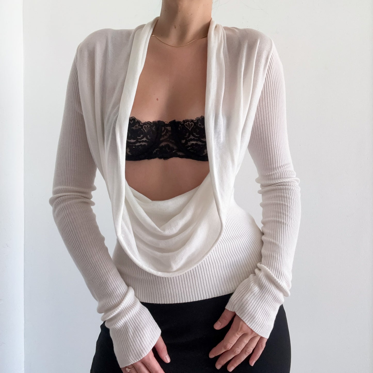 Y2K BCBGMaxAzria Ivory Knit Top / SZ S