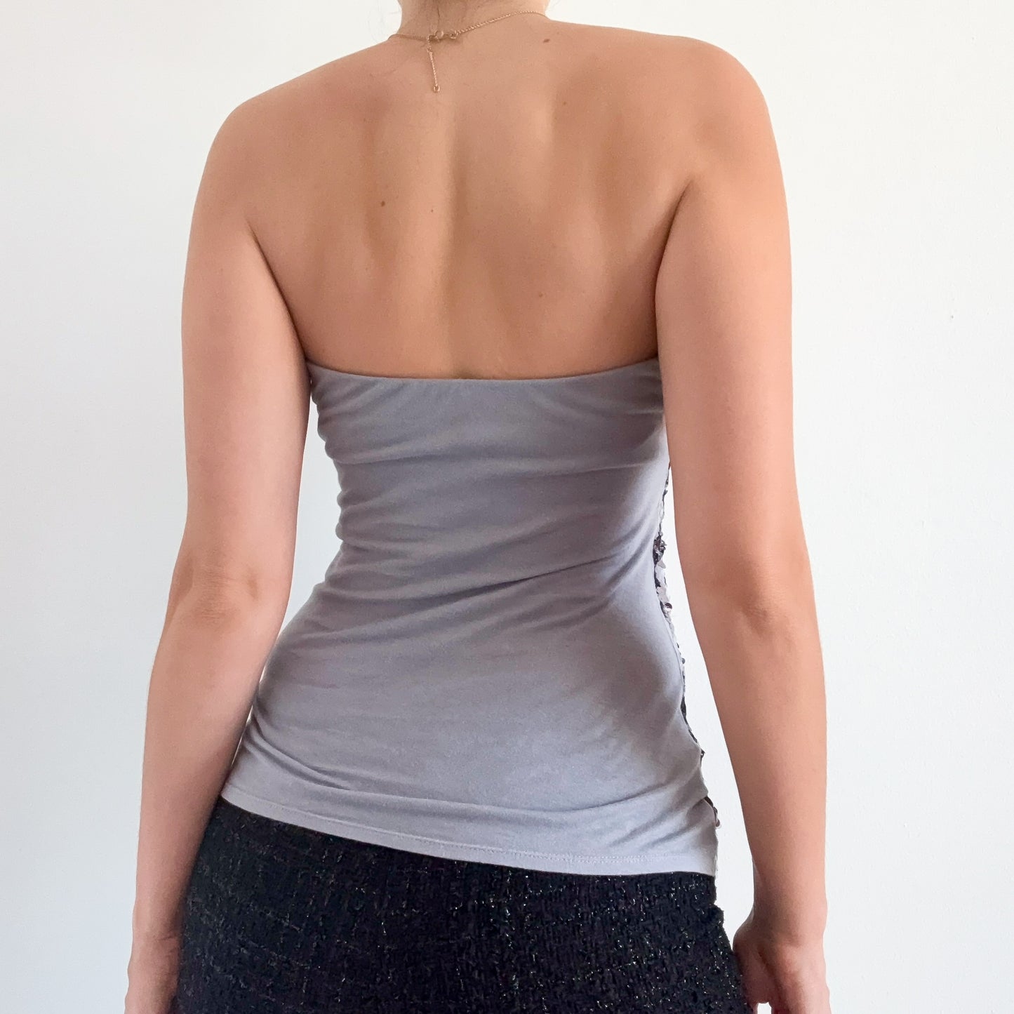 Y2K Grey Sequin Tube Top / SZ S