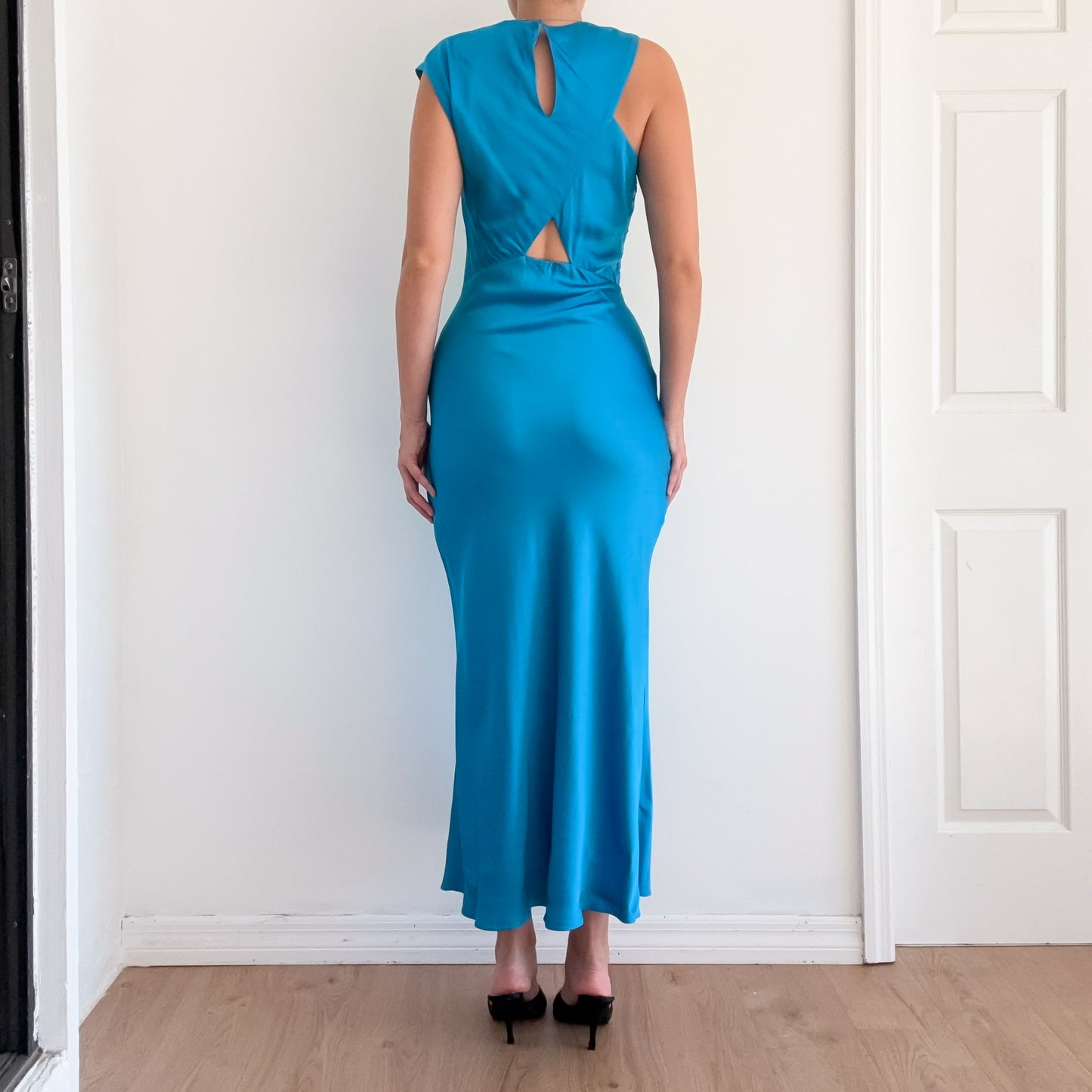 Sandro Cyan Pleated Maxi Dress / SZ S