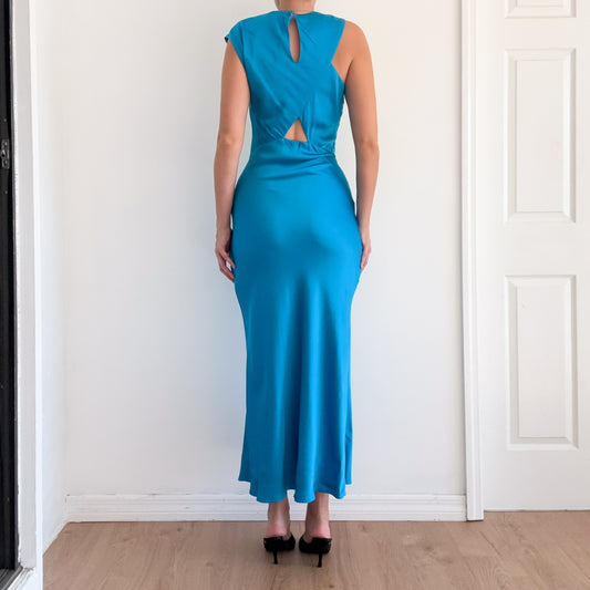 Sandro Cyan Pleated Maxi Dress / SZ S