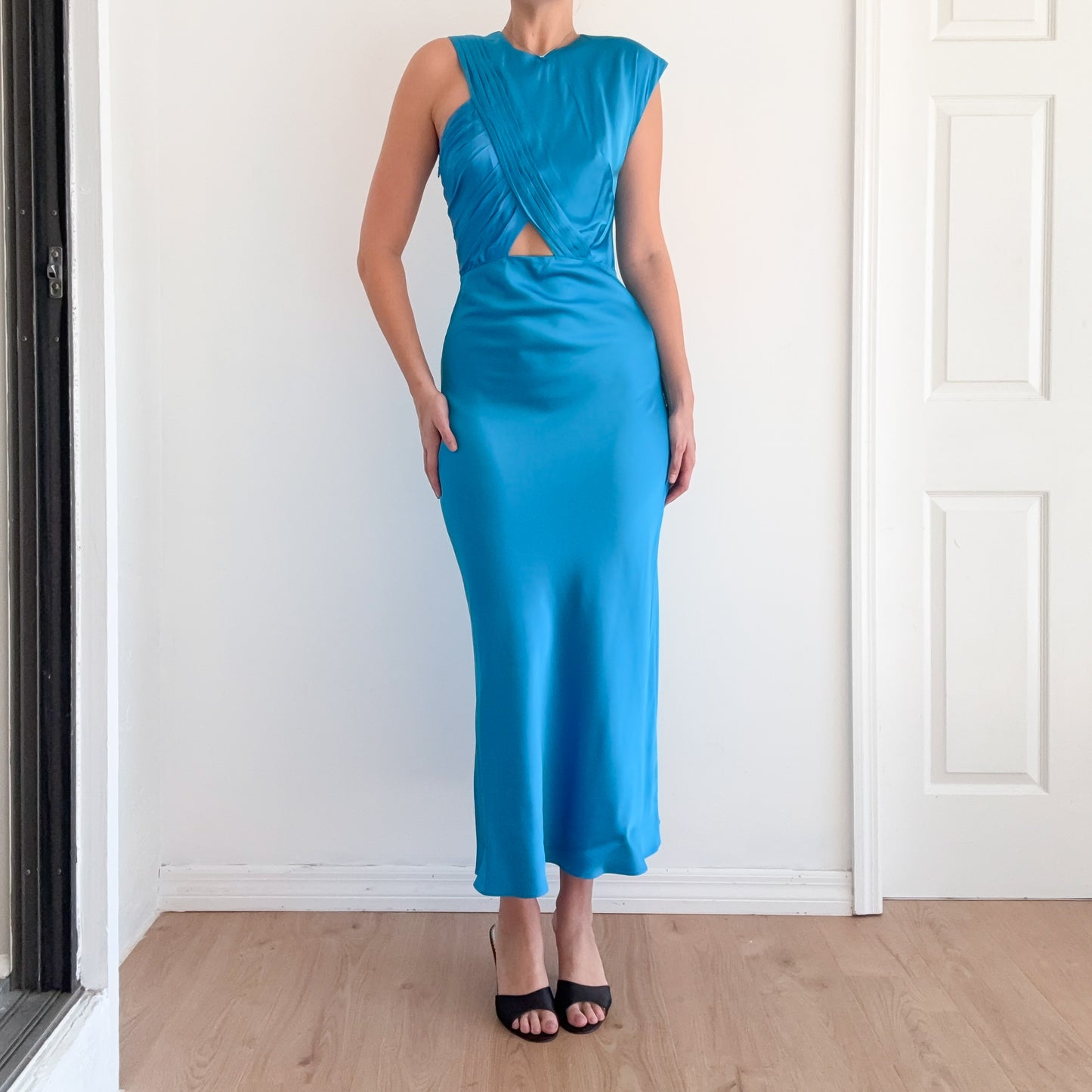 Sandro Cyan Pleated Maxi Dress / SZ S