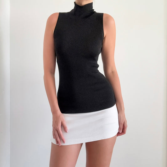 Y2K Black Knitted Sleeveless Turtleneck / SZ S-M