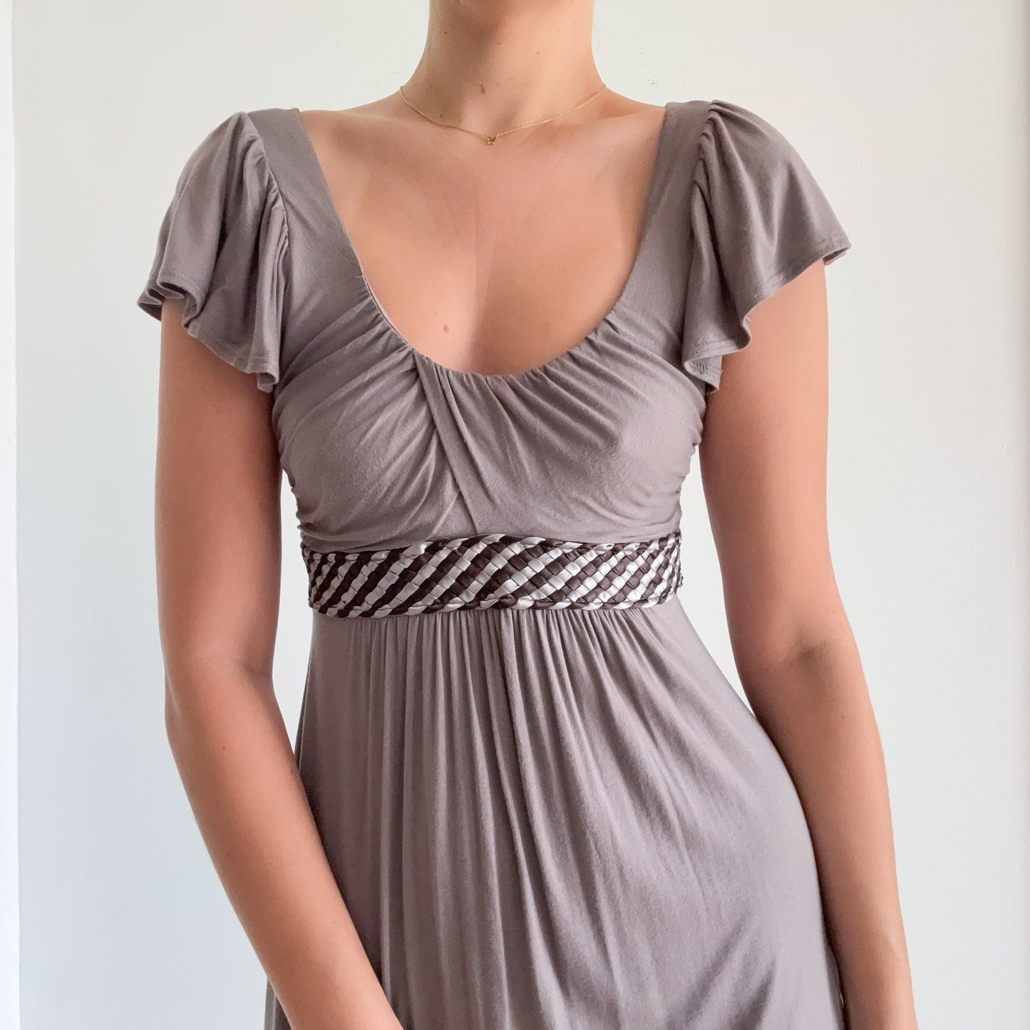 Y2K Grey Rayon Flutter Mini Dress / SZ M