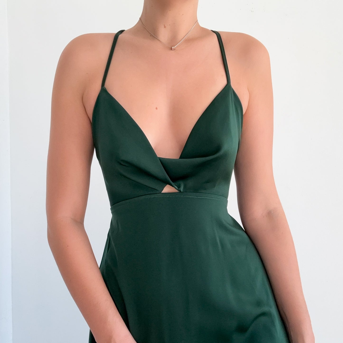 Contemporary Emerald Backless Midi Dress / SZ 4