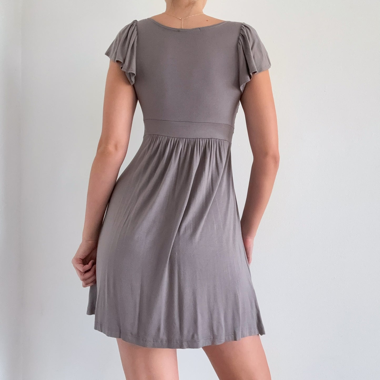 Y2K Grey Rayon Flutter Mini Dress / SZ M