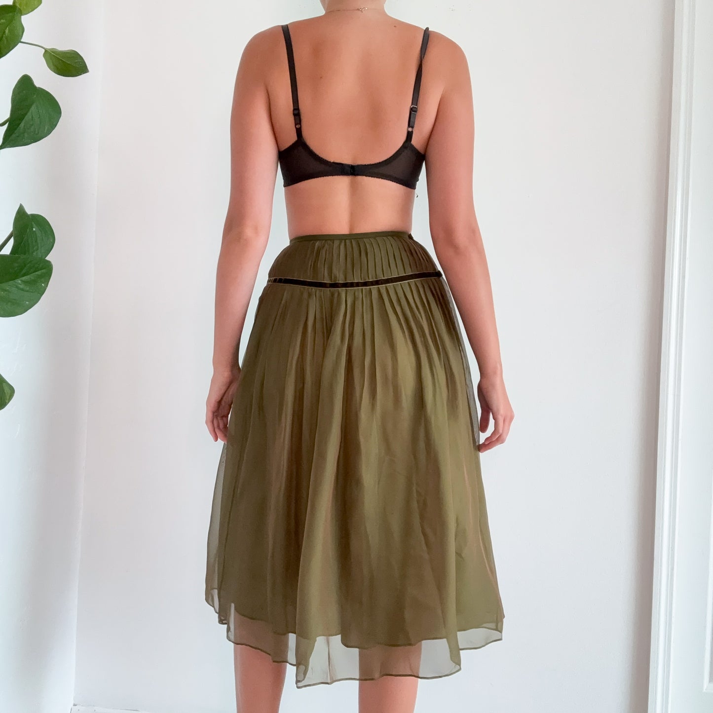 Y2K Lafayette 148 Silk Pleated Midi Skirt / SZ 0