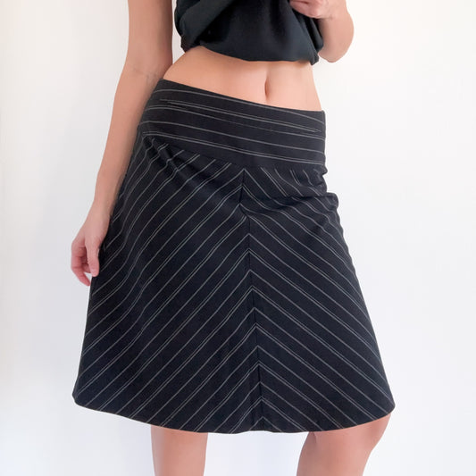 Y2K Black Pinstripe Midi Skirt / SZ M