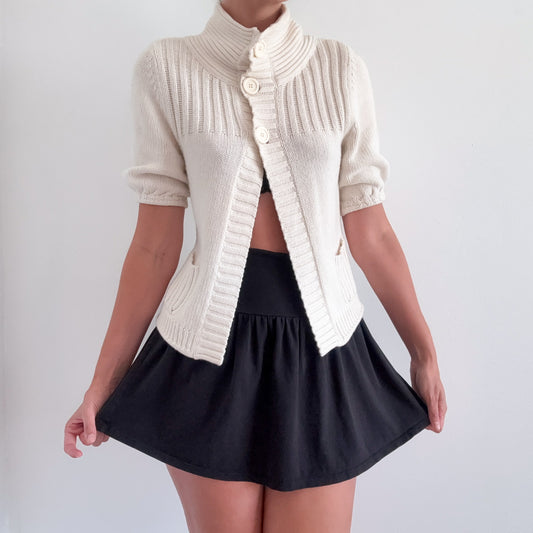 Y2K Ivory Sweater Knit Cardigan Top / SZ S