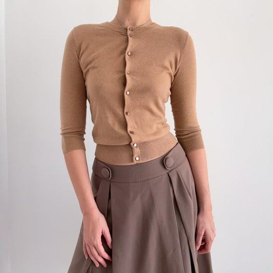 Y2K J.Crew Camel Knit Cardigan / SZ XS/S