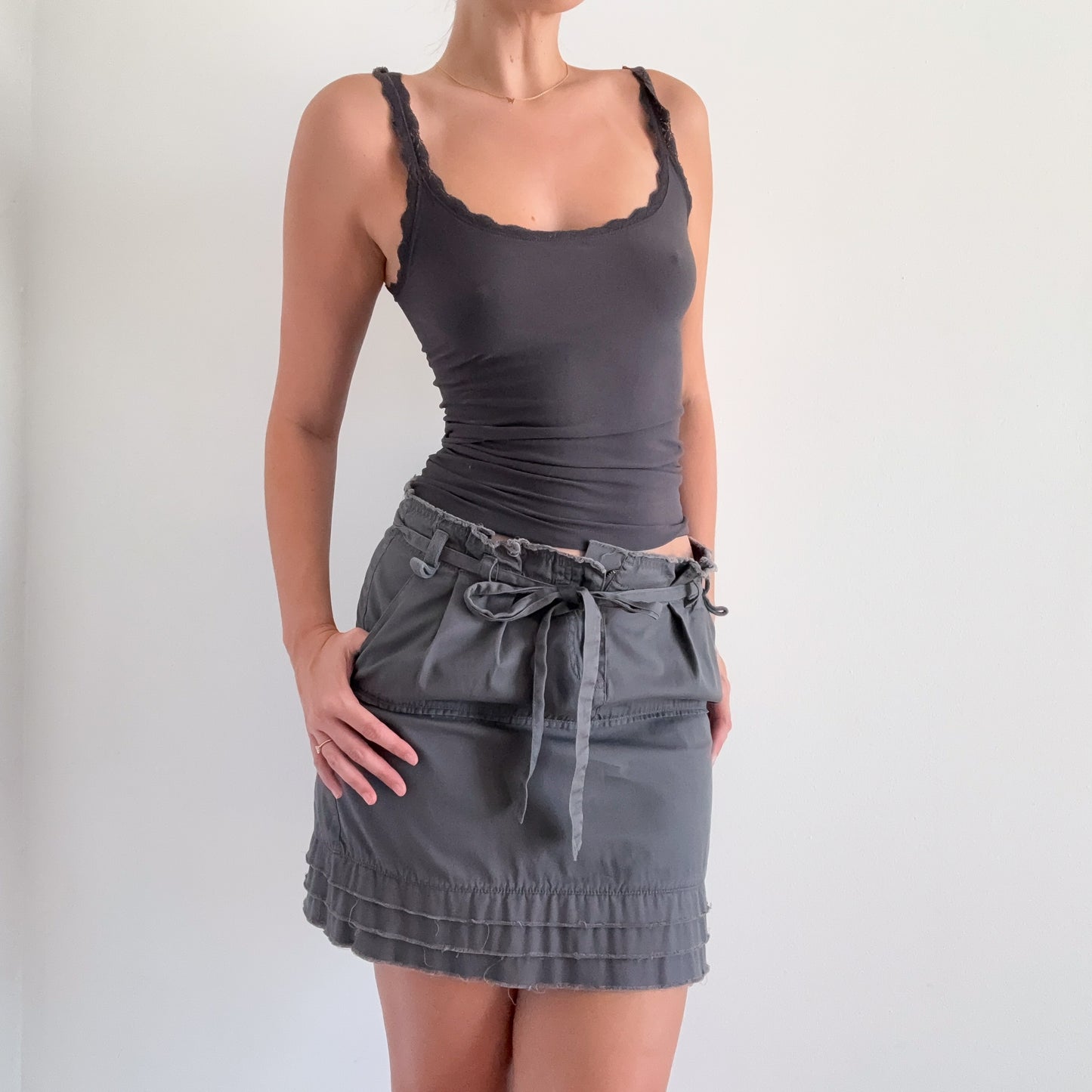 Y2K Grey Paperbag Mini Skirt / SZ 6