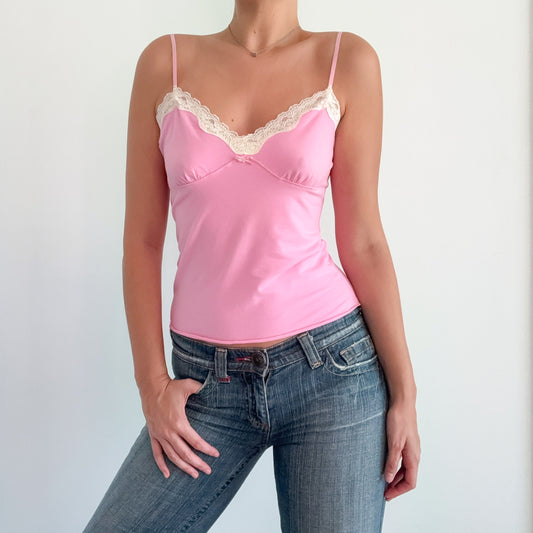 Y2K Bubblegum Pink Lace Tank / SZ M