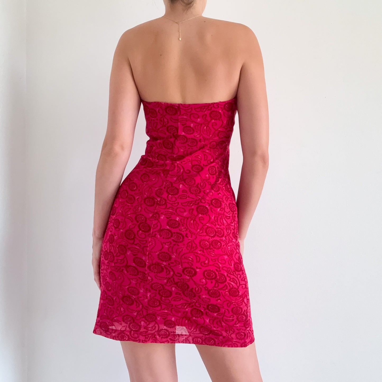Y2K Hot Pink Mesh Tube Mini Dress / SZ S