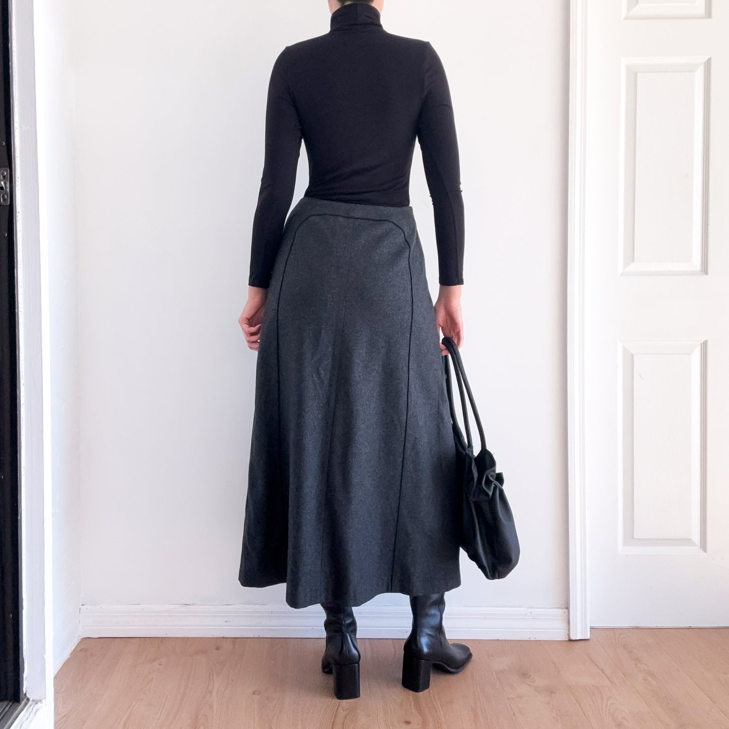 90's Harve Benard Grey Wool Maxi Skirt / SZ 4/6