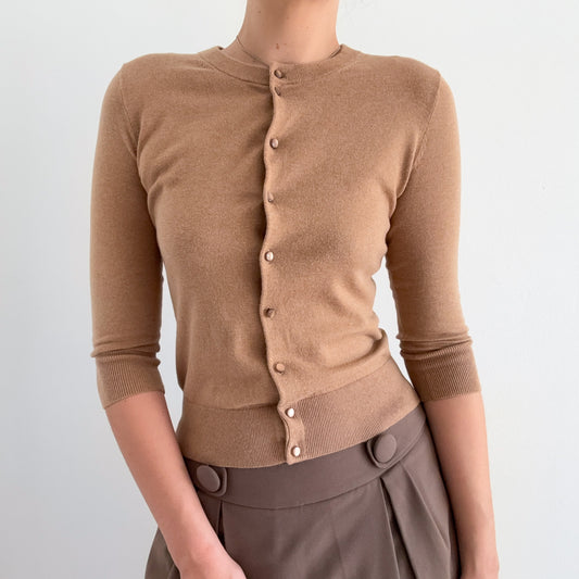 Y2K J.Crew Camel Knit Cardigan / SZ XS/S