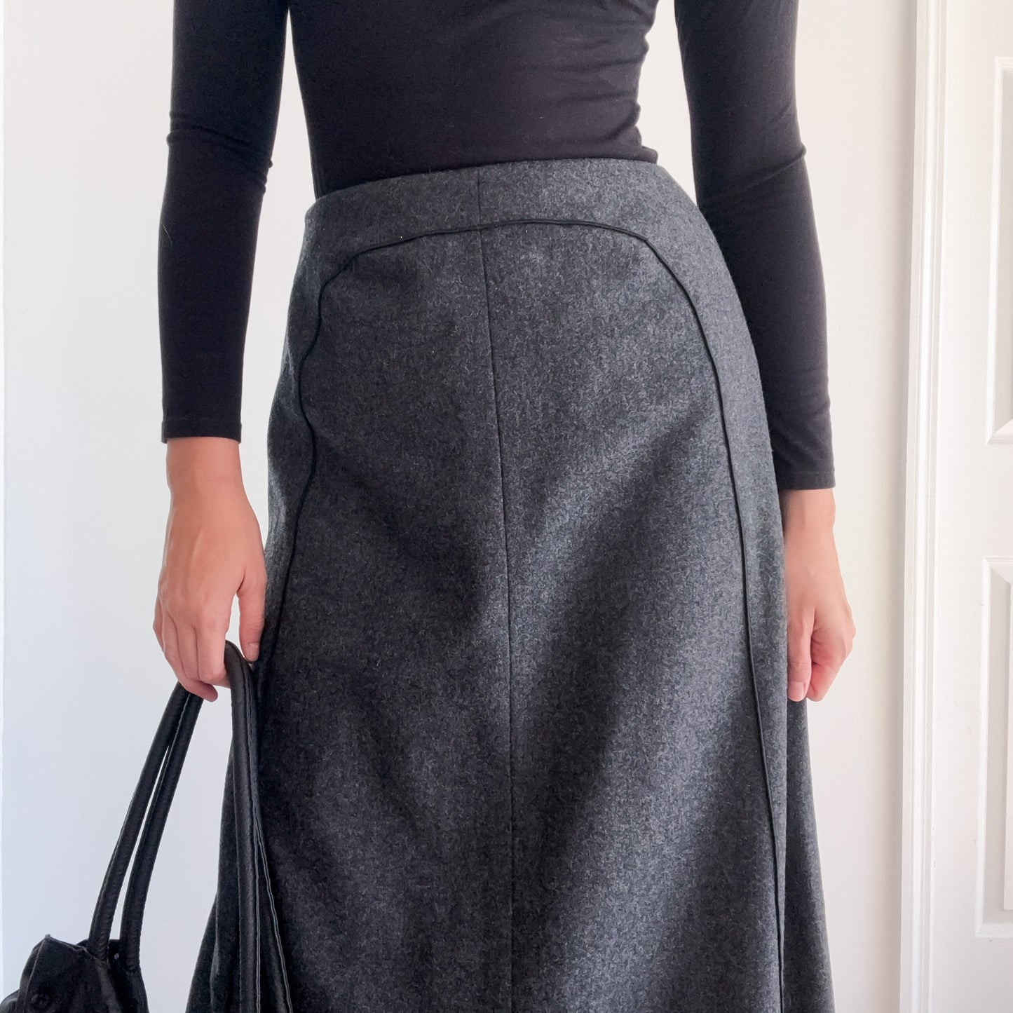 90's Harve Benard Grey Wool Maxi Skirt / SZ 4/6