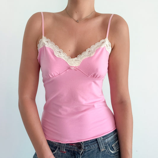 Y2K Bubblegum Pink Lace Tank / SZ M