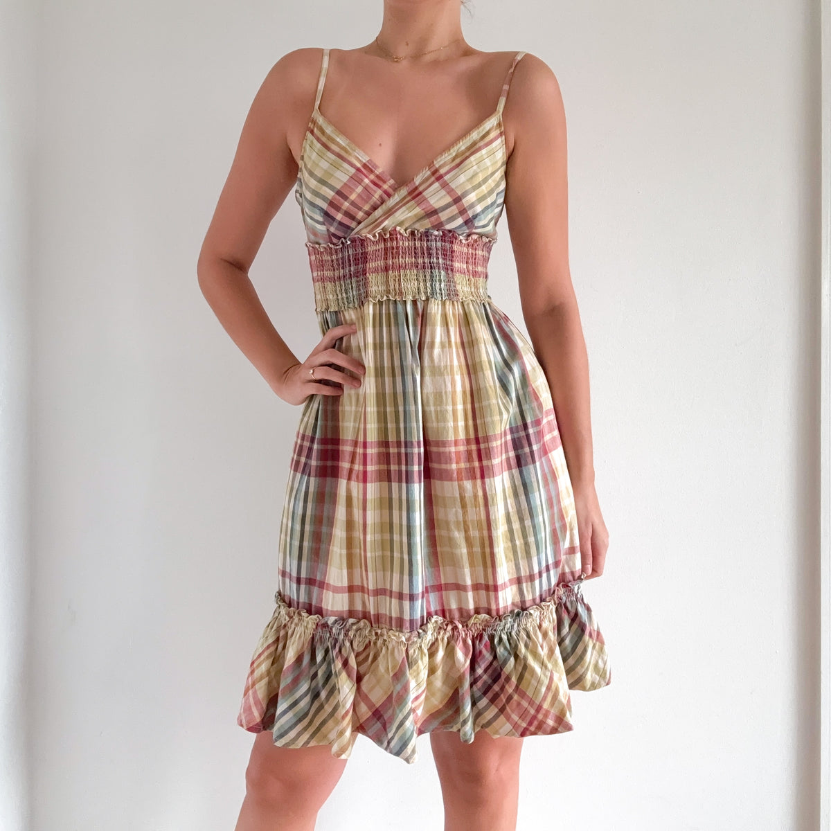 Y2K Multicolor Plaid Cotton Dress / SZ M