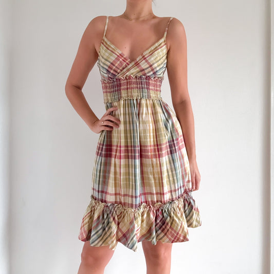 Y2K Multicolor Plaid Cotton Dress / SZ M