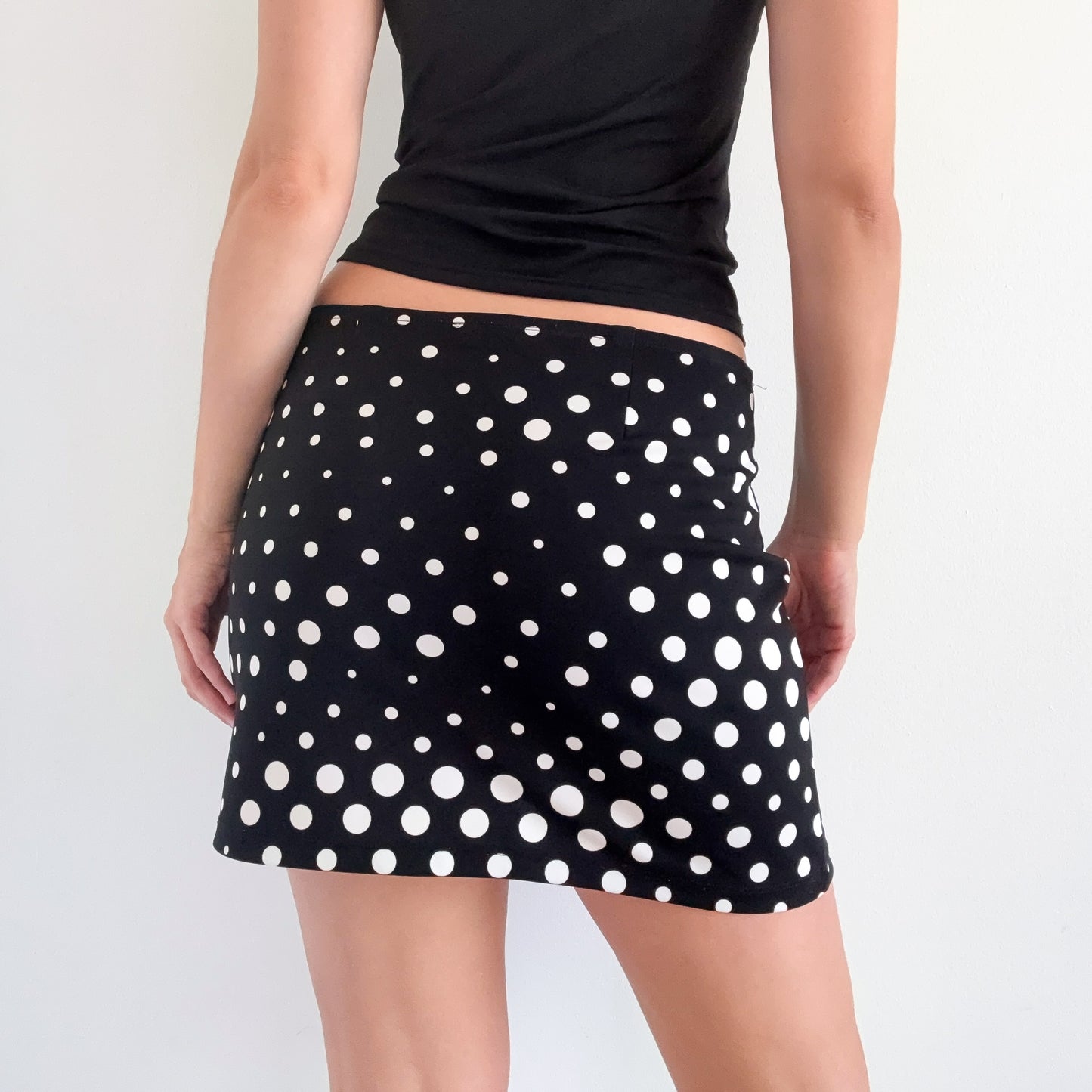 Y2K Black Polka Dot Mini Skirt / SZ M