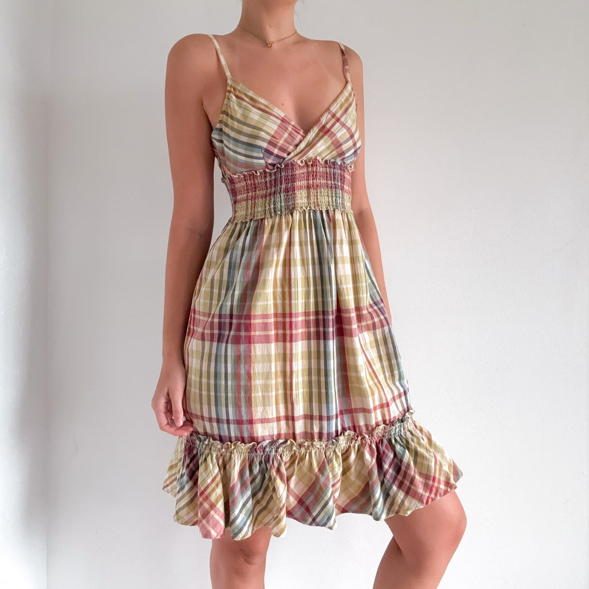 Y2K Multicolor Plaid Cotton Dress / SZ M
