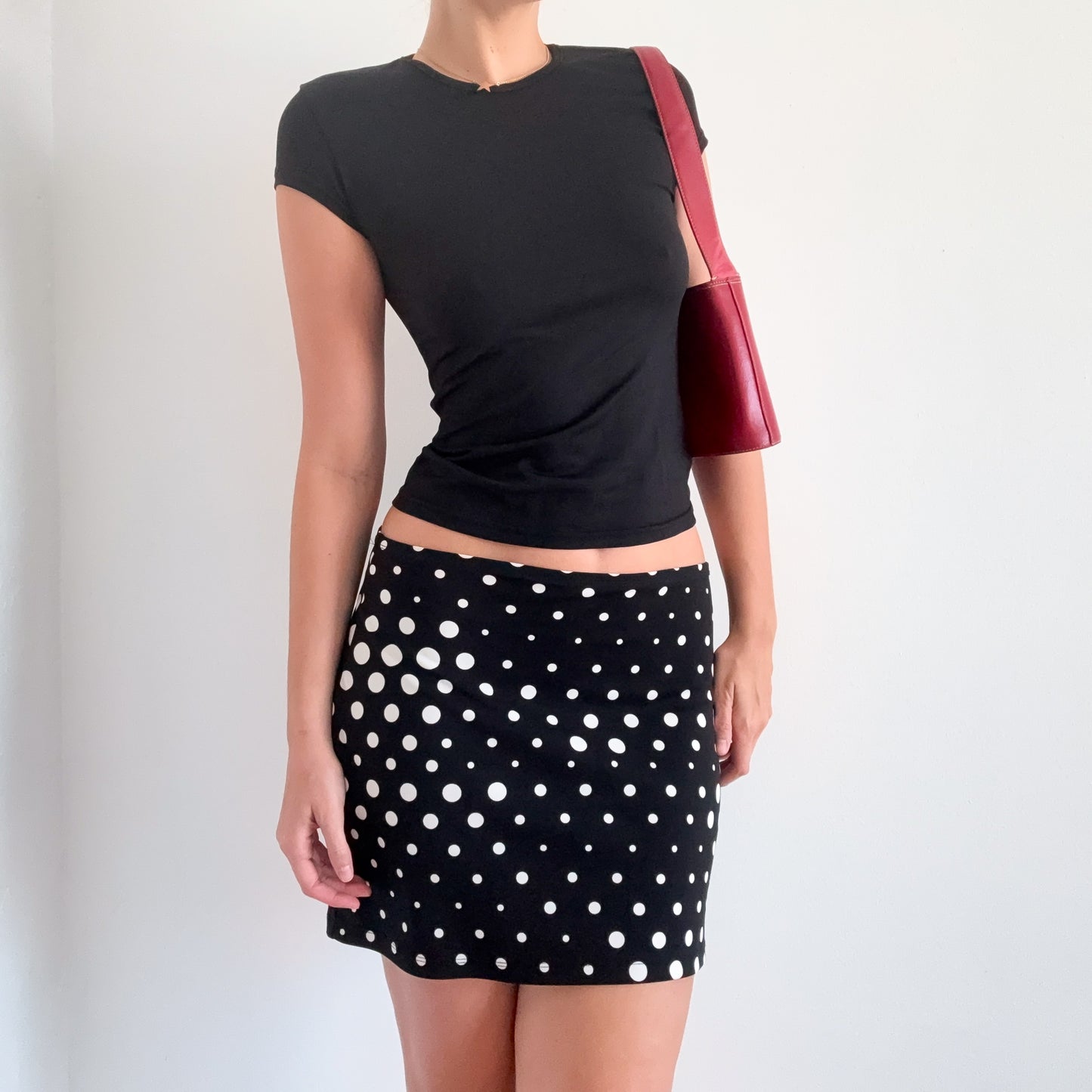Y2K Black Polka Dot Mini Skirt / SZ M