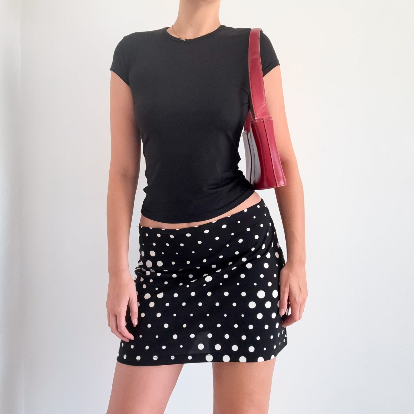 Y2K Black Polka Dot Mini Skirt / SZ M