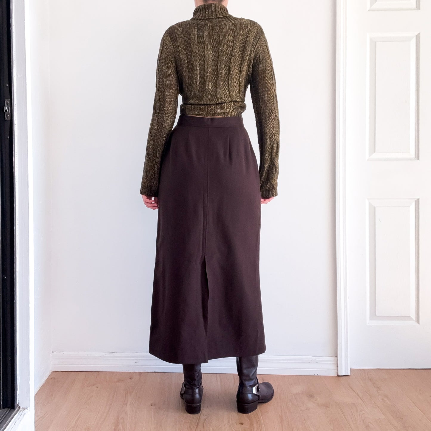 90's Harve Benard Brown Wool Maxi Skirt / SZ 4/6