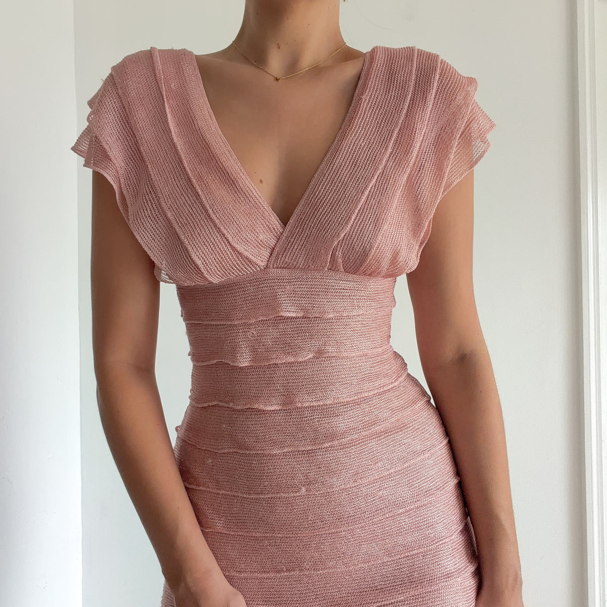 Y2K Blush Pink Netted Tiered Dress / SZ S