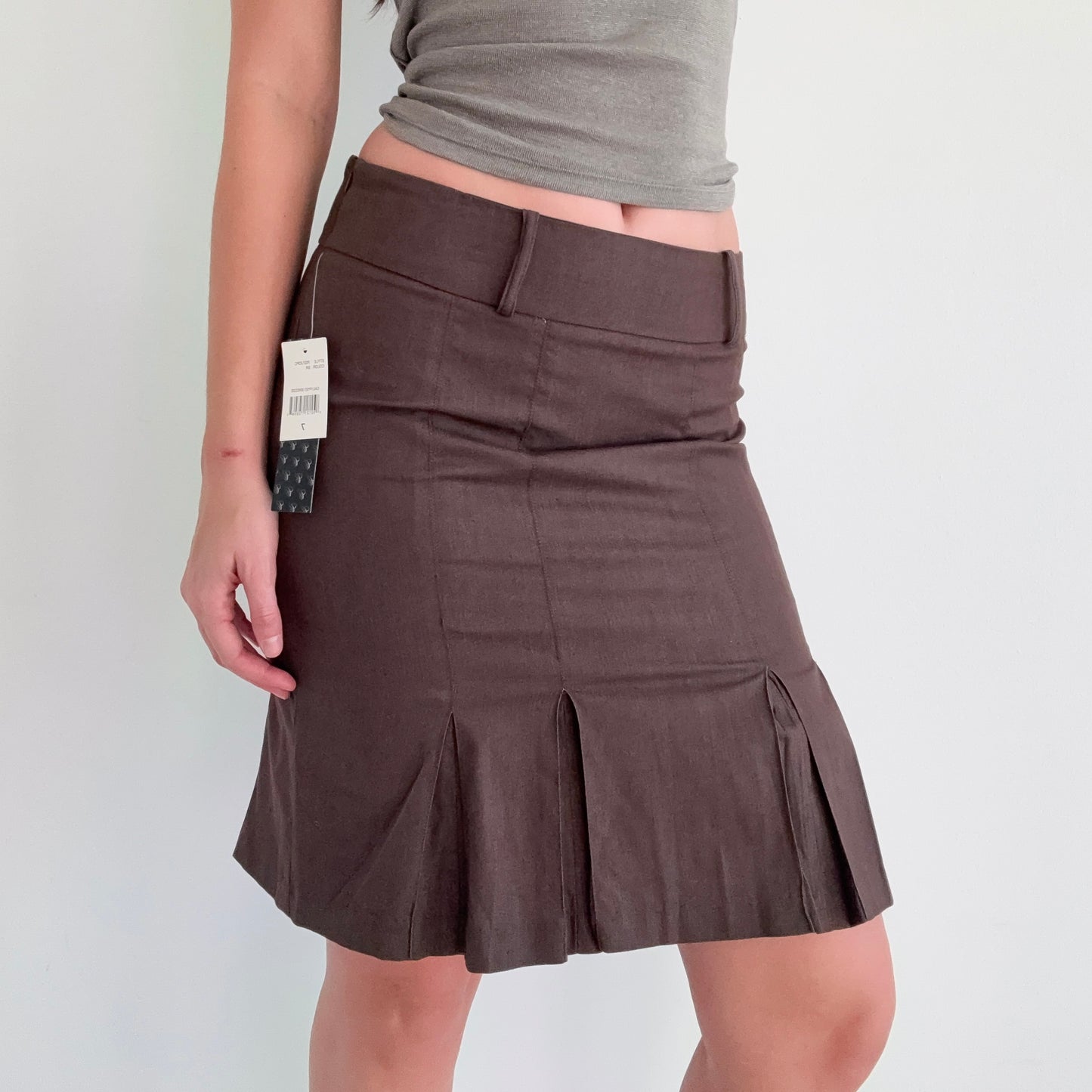 Y2K Brown Pleated Pencil Skirt / SZ 6