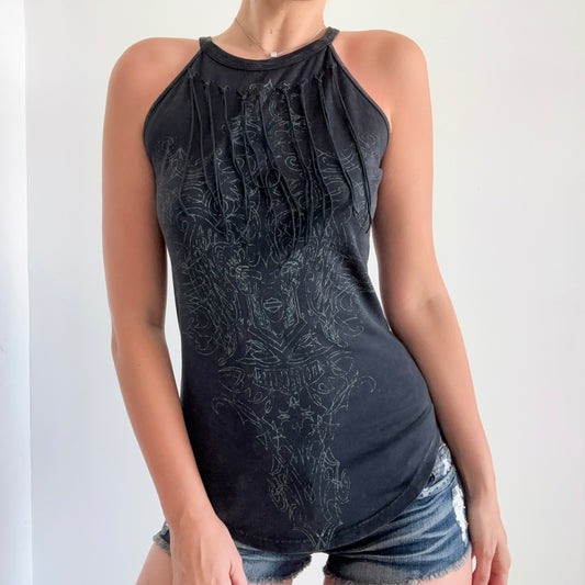 Y2k Harley Davidson Black Fringe Tank / SZ S