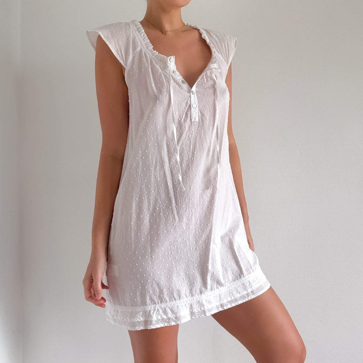 White Dot Cotton Nighty / SZ M