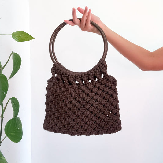 Y2K Brown Woven Rope Acrylic Bag