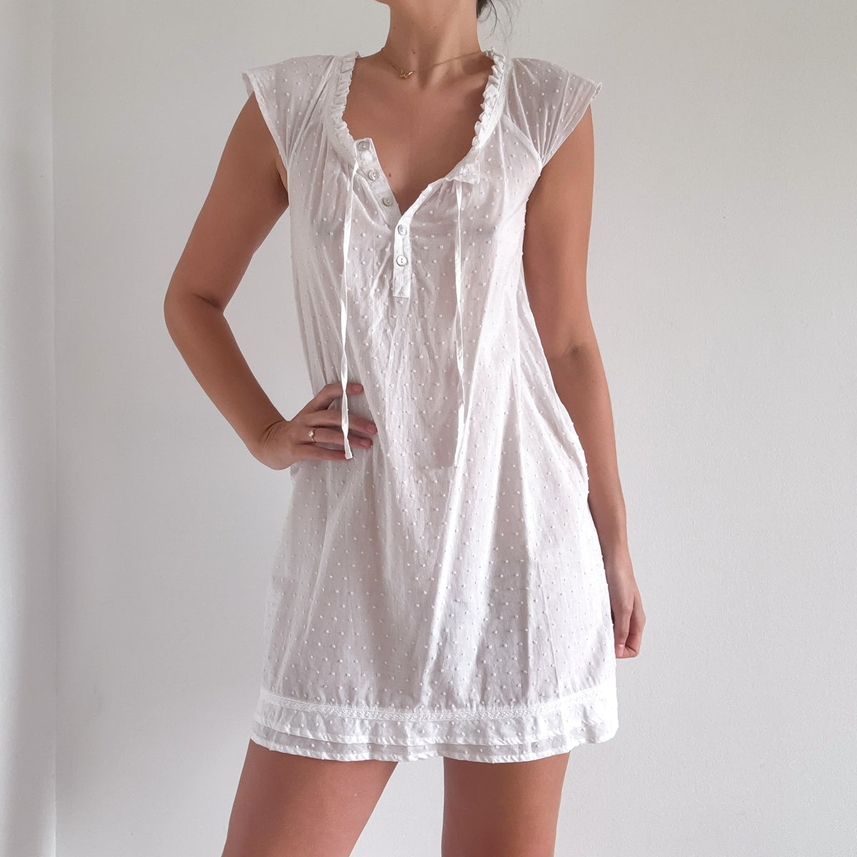 White Dot Cotton Nighty / SZ M