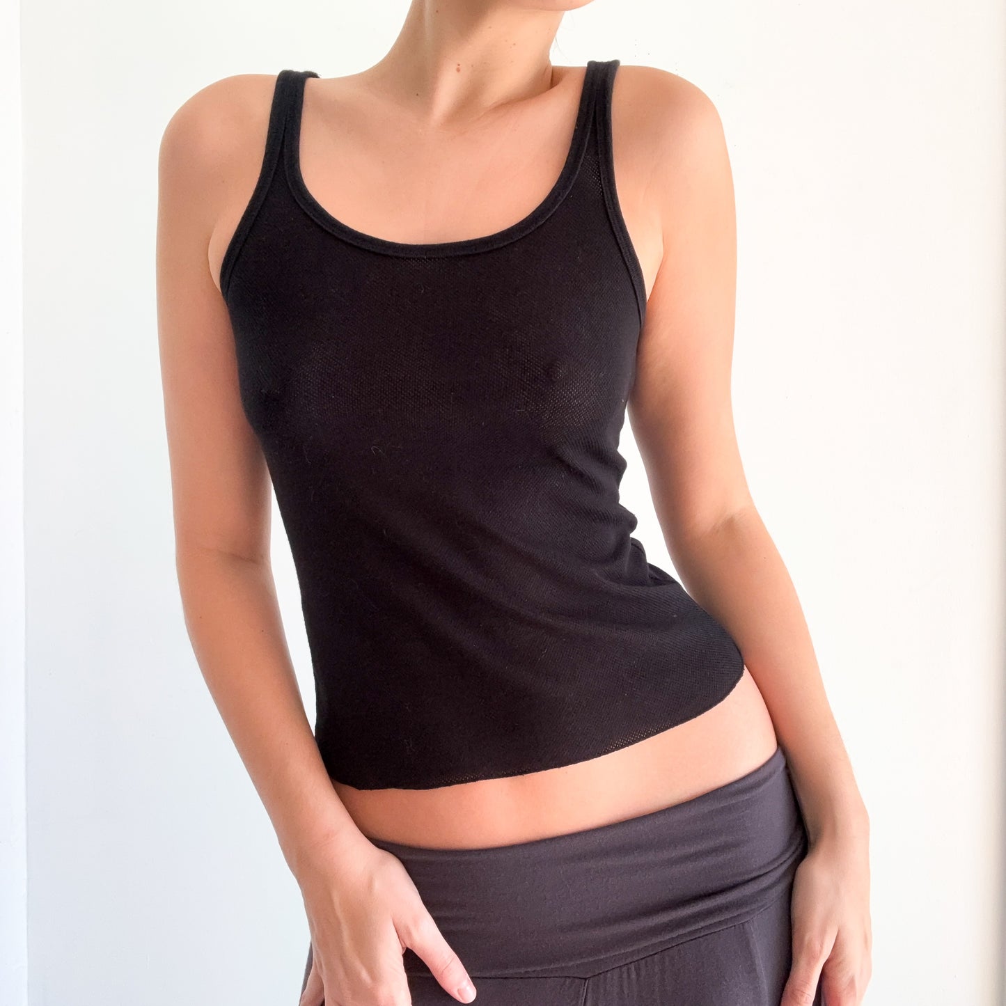 Y2K DKNY Black Netted Tank / SZ S