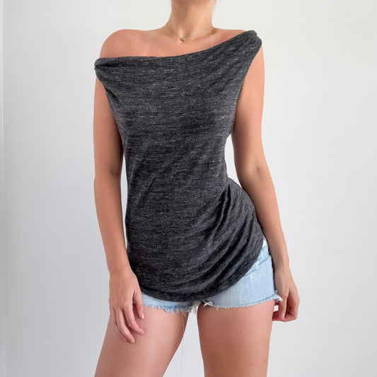 2010's Dark Grey Knitted Draped Tank / SZ S