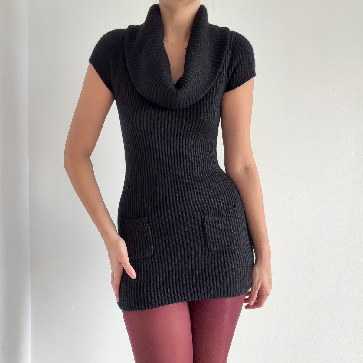 Y2K Black Sparkle Knit Sweater Mini Dress / SZ S/M
