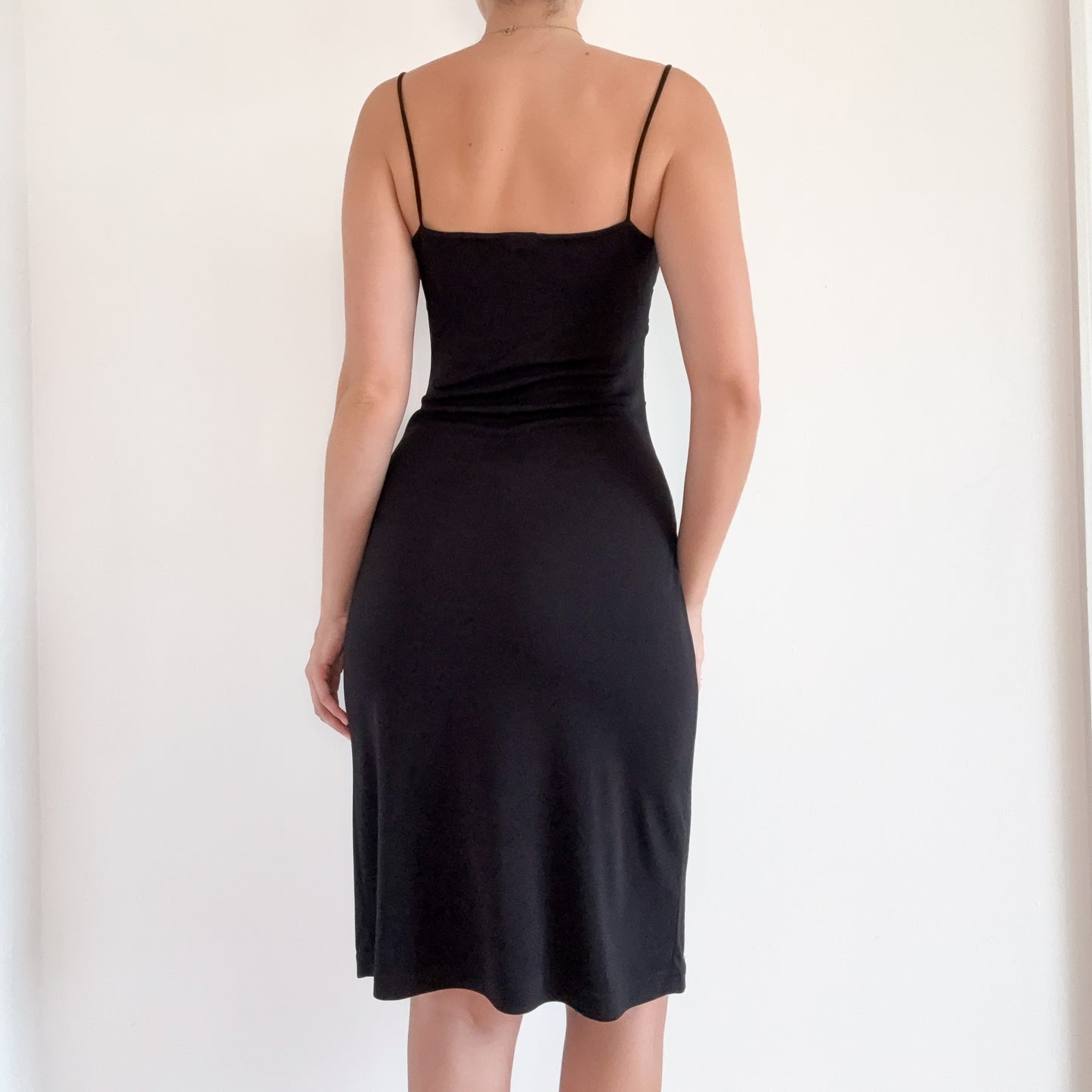 Y2K Black Draped Midi Dress / SZ M