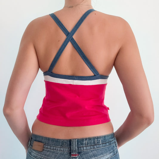 90's Hot Pink & Blue Cropped Sporty Tank / SZ XS/S